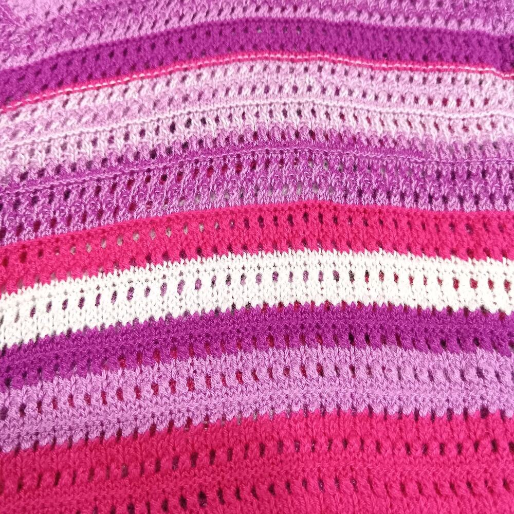 Catherines Open Knit Long Sweater Cardigan Plus Size 2X Pink Purple Ombré Stripe - Picture 6 of 11